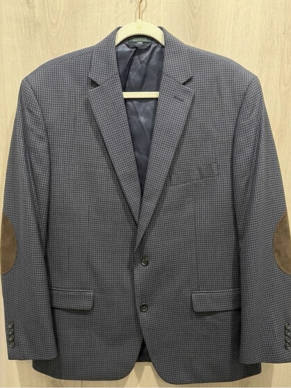 Lauren Ralph Lauren Mens Blazer 48R Elbow Patches Houndstooth Sport Coat⁠